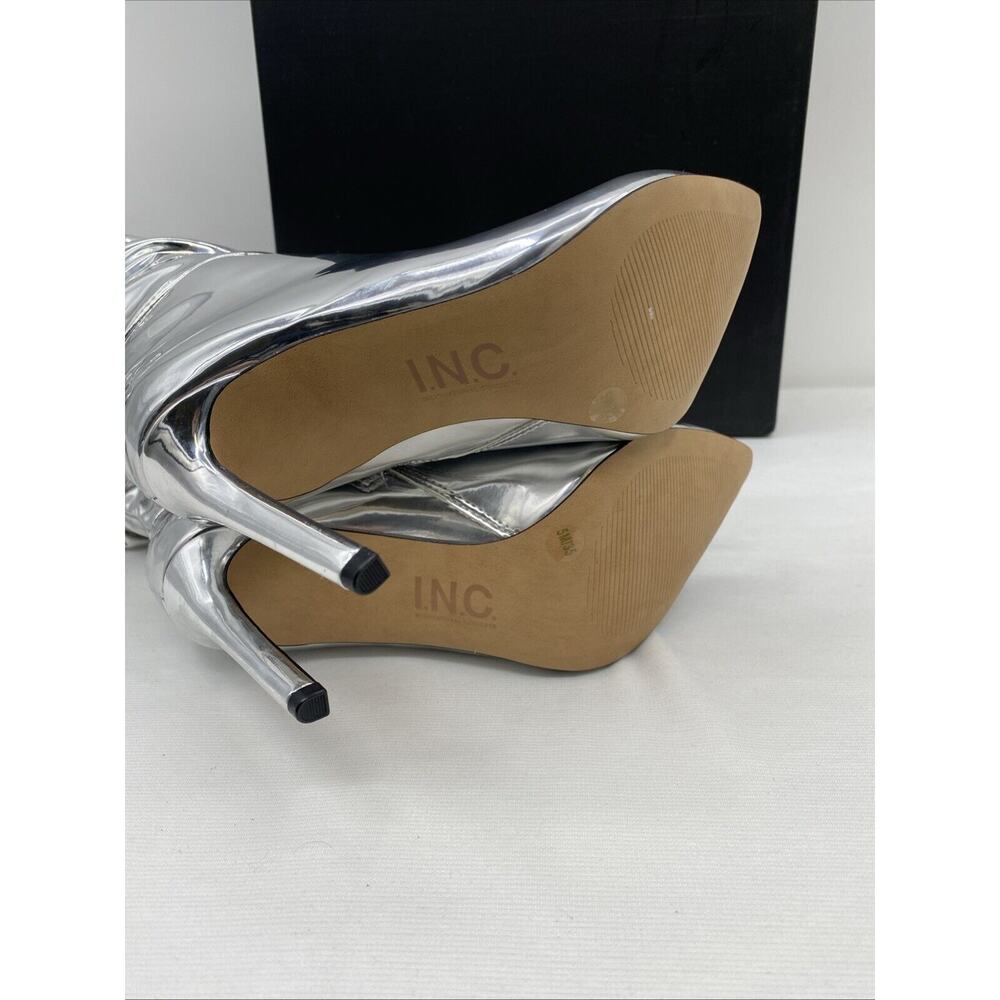 INC INTL Concepts Wmn Iyonna Slouch Heeled Boot Sz US 6 Silver Patent - Picture 8 of 12